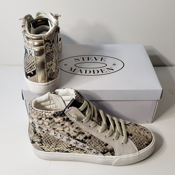 steve madden qualify gold snake embossed high top sneaker